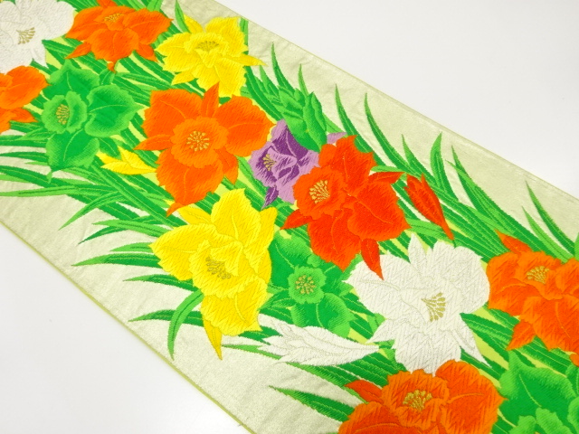 JAPANESE KIMONO / ANTIQUE FUKURO OBI / SILK / WOVEN ORCHID